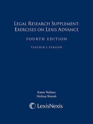 cover image of Legal Research Supplement: Exercises on Lexis Advance